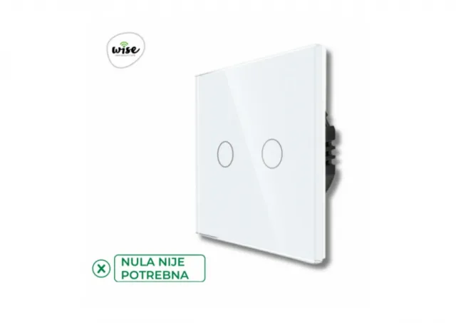 Wise Wise prekidač na dodir - 2 tastera, stakleni panel beli SWP011