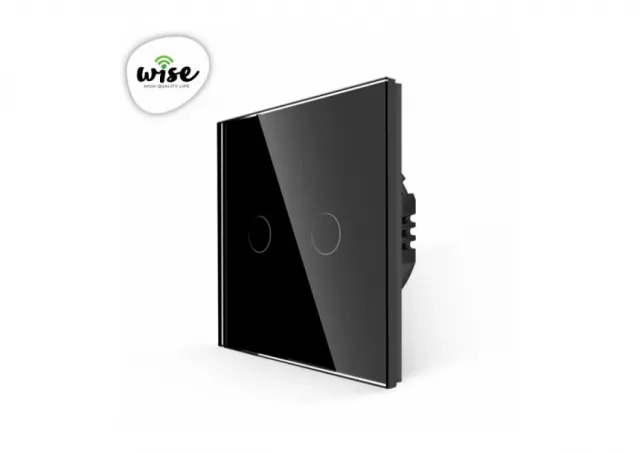 Wise Wise prekidac na dodir - 2 tastera, stakleni panel crni
