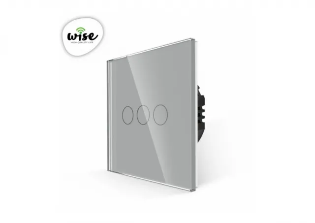 Wise Wise prekidač na dodir - 3 tastera, stakleni panel sivi