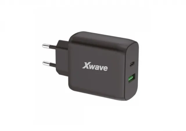 Xwave GaN45-AC GaN ultra-brzi punjac 45W USB-A + USB-C, za mobilne, tablete, Crni