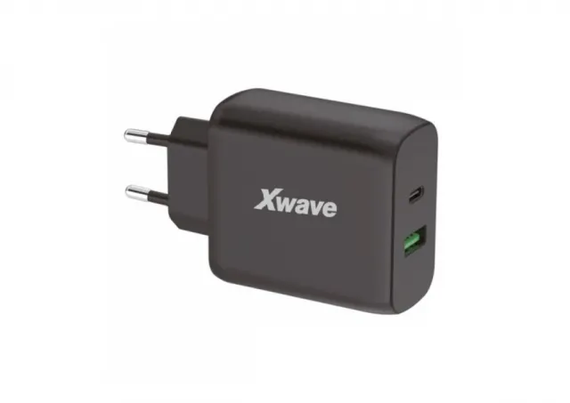Xwave GaN65w-AC  GaN ultra-brzi punjac 65W USB-A + USB-C , za mobilne,tablete, Crni